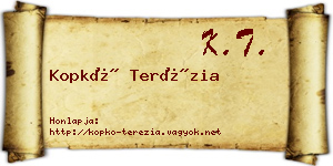 Kopkó Terézia névjegykártya